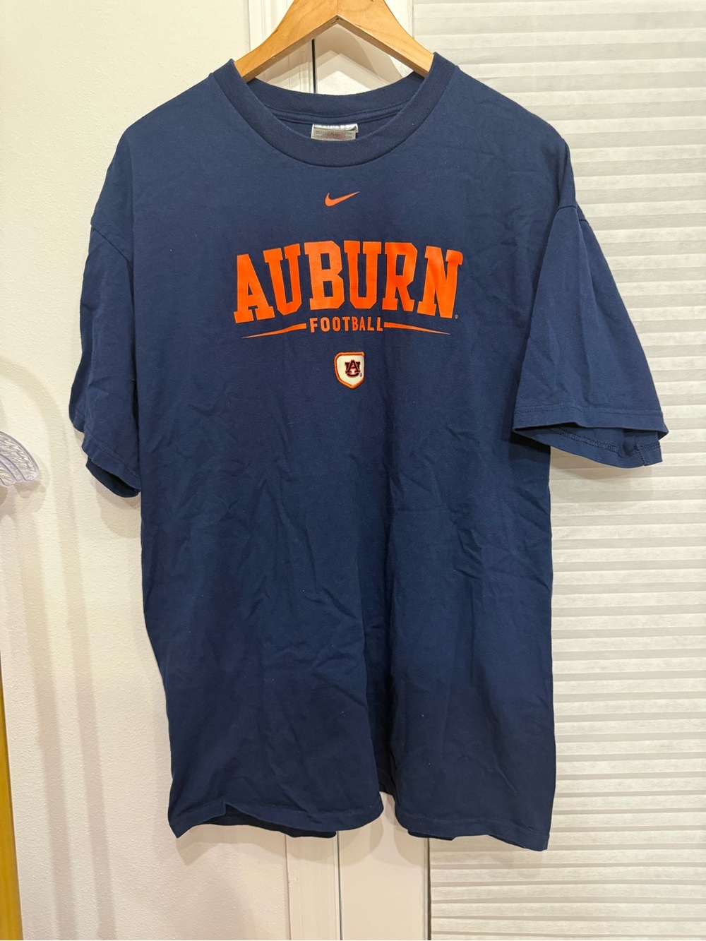 Nike Navy Auburn Football Tee with Orange Logo
